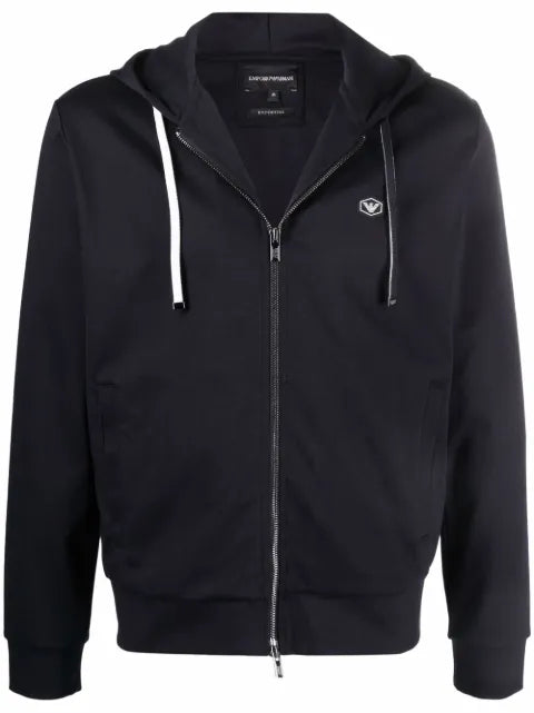 Emporio Armani logo-patch zip-up hoodie