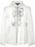 Black Comme Des Garçons slogan-print transparent jacket