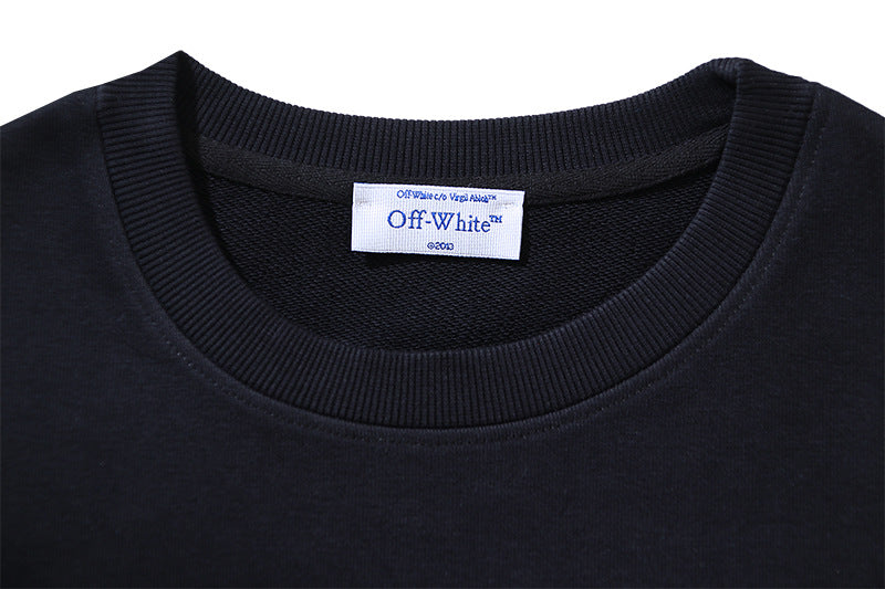 Off-White Logo Cotton Crewneck Sweatshirt — Black & White