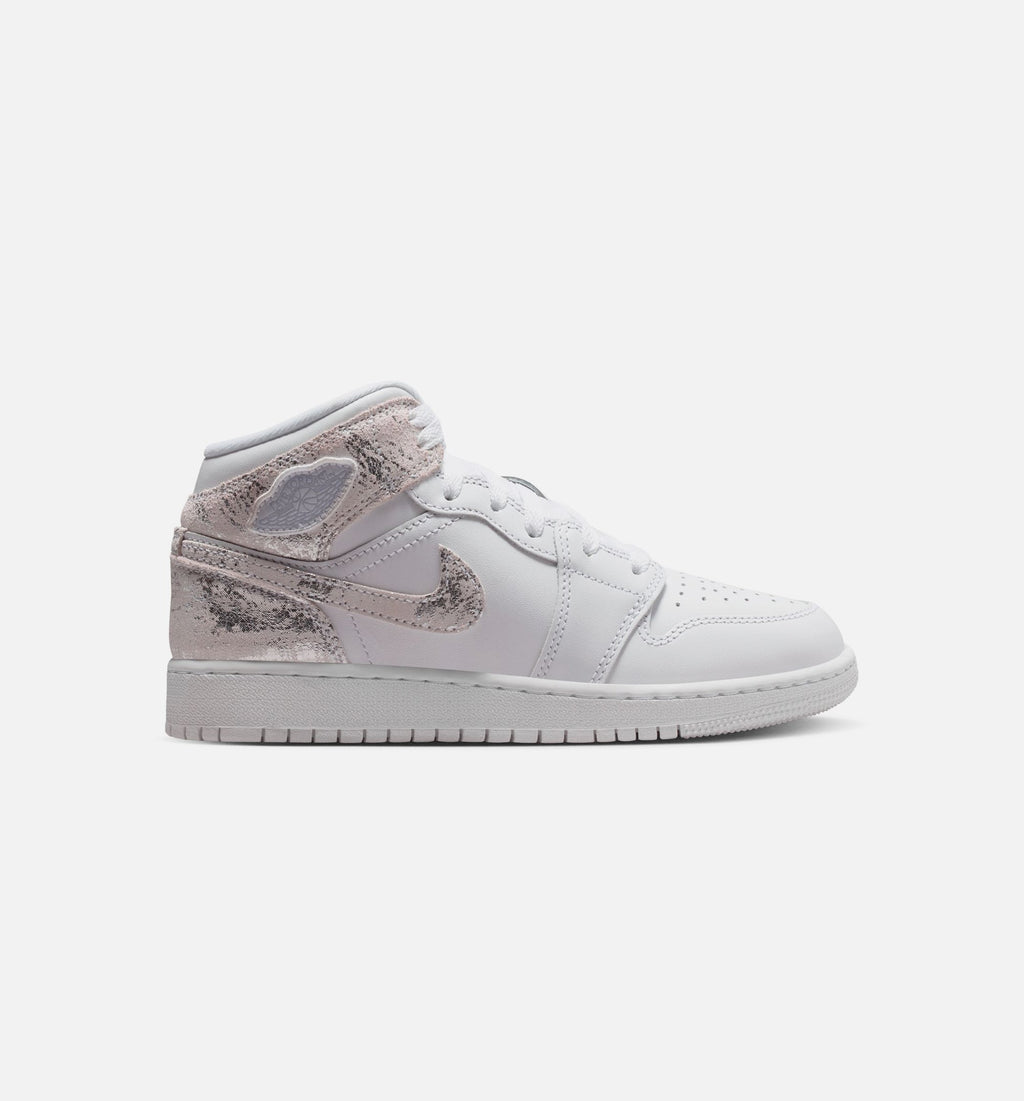 Air Jordan 1 Mid SE GS Sneakers | White/Field Silver