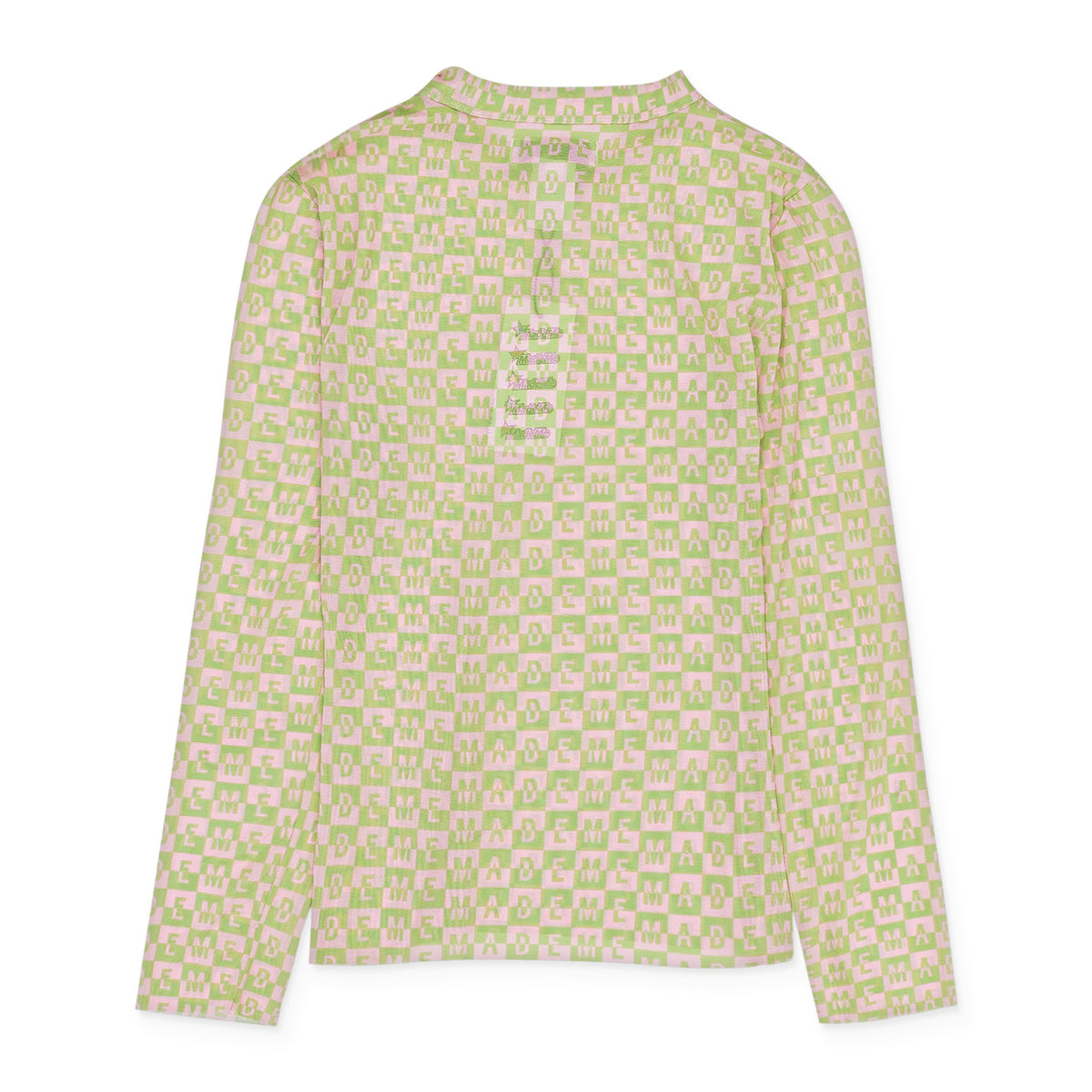 CHECKERED LOGO MESH LONG SLEEVE PINK/GREEN TOP