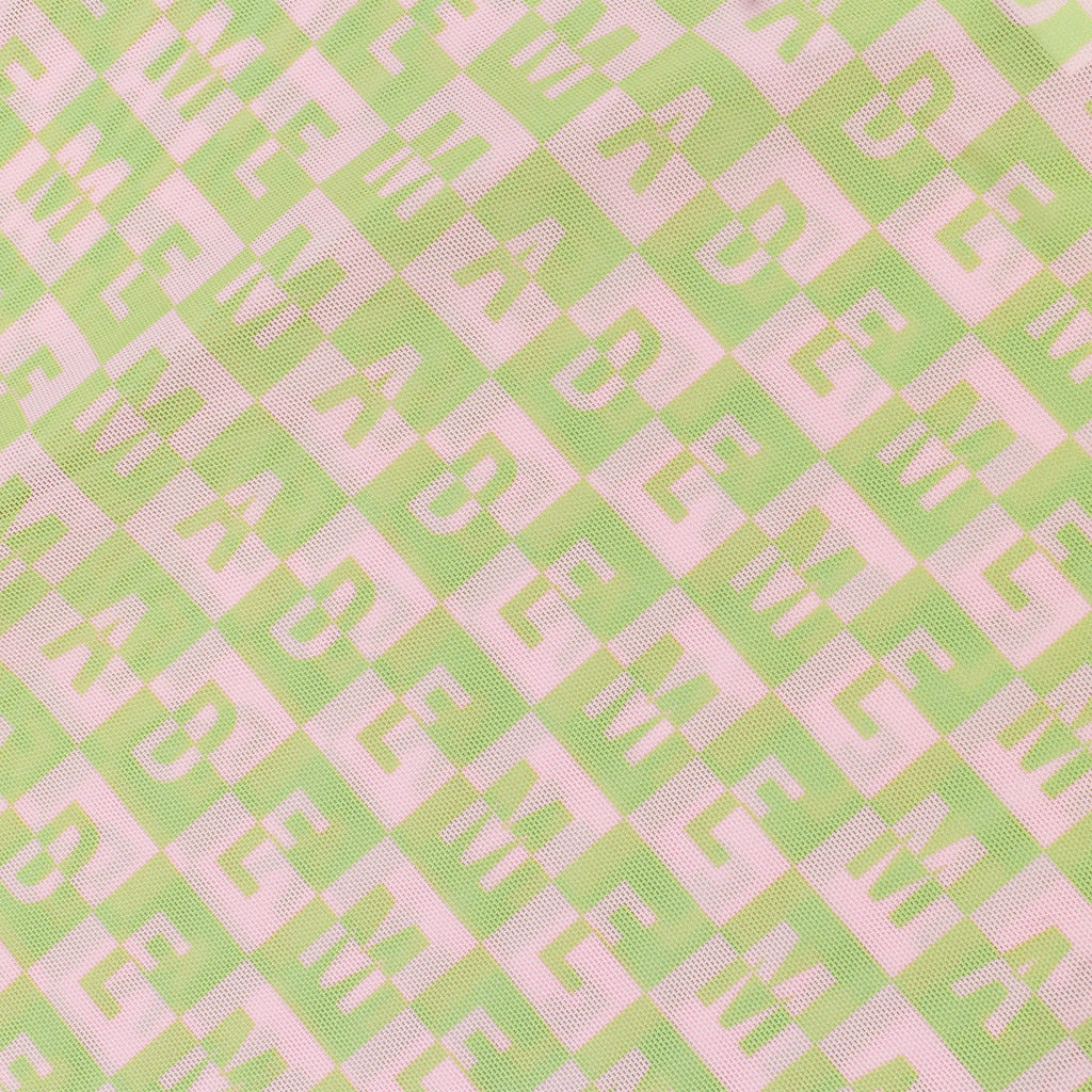 CHECKERED LOGO MESH LONG SLEEVE PINK/GREEN TOP
