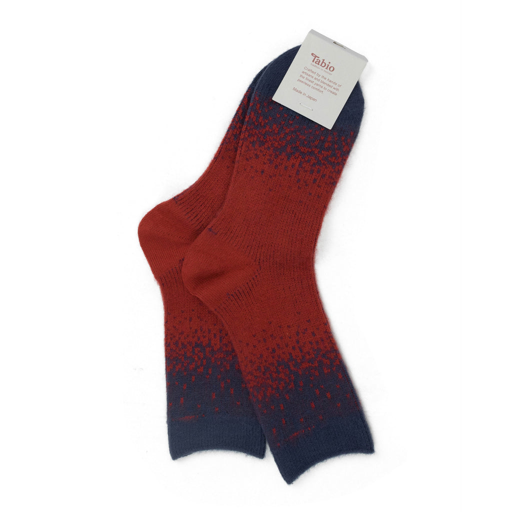BULKY BRUSHED LOW CREW RED/PURPLE SOCKS