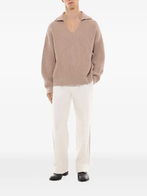 FURSAC ribbed-knit V-neck sweater