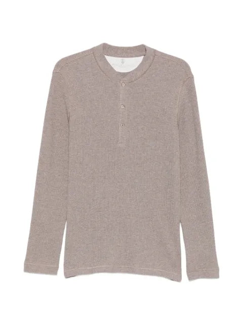 Brunello Cucinelli henley-neck waffle-knit sweater