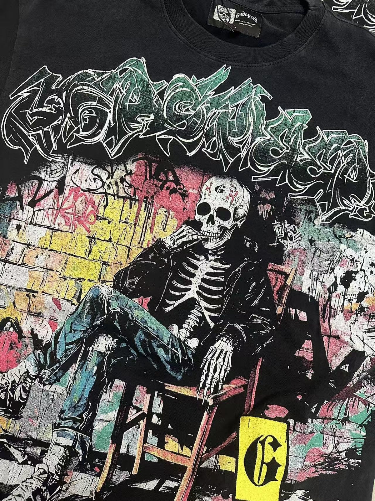 Godspeed Skeleton Graffiti Graphic T-Shirt
