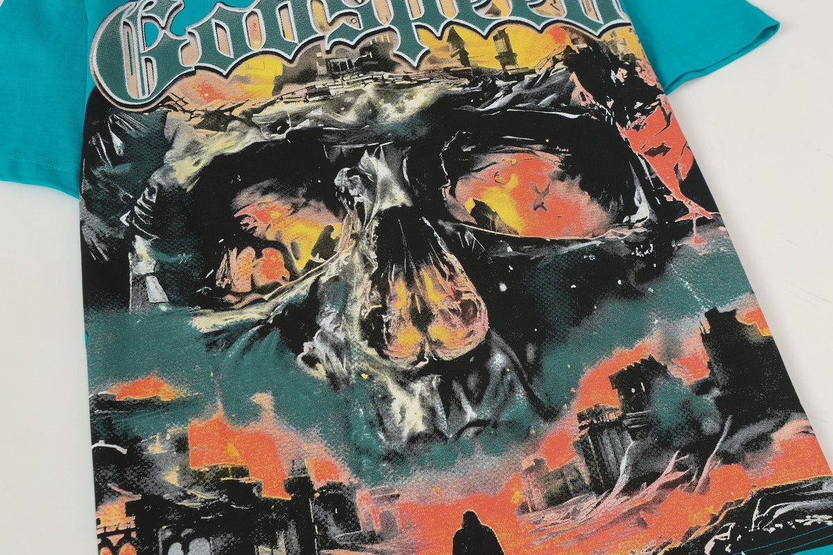 Godspeed Teal Skull Graphic Short-Sleeve T-Shirt