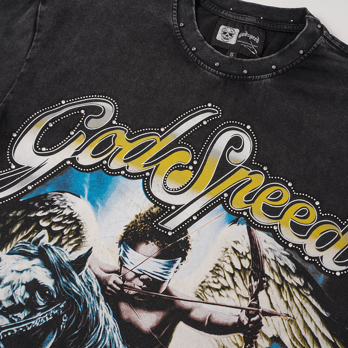 Godspeed Angel Horse Rhinestone Graphic T-Shirt