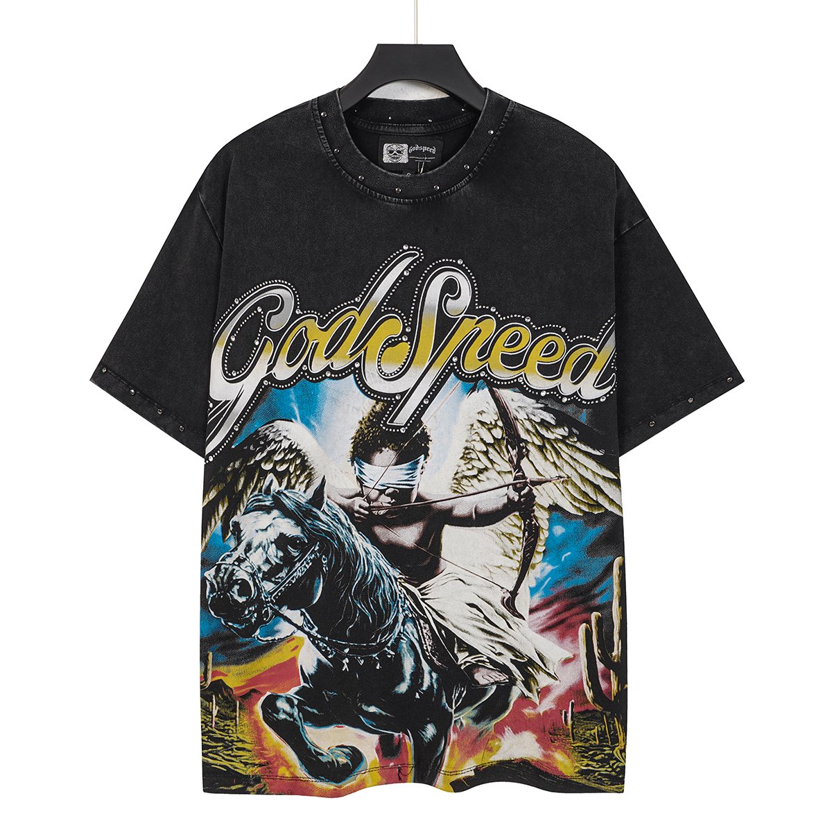 Godspeed Angel Horse Rhinestone Graphic T-Shirt