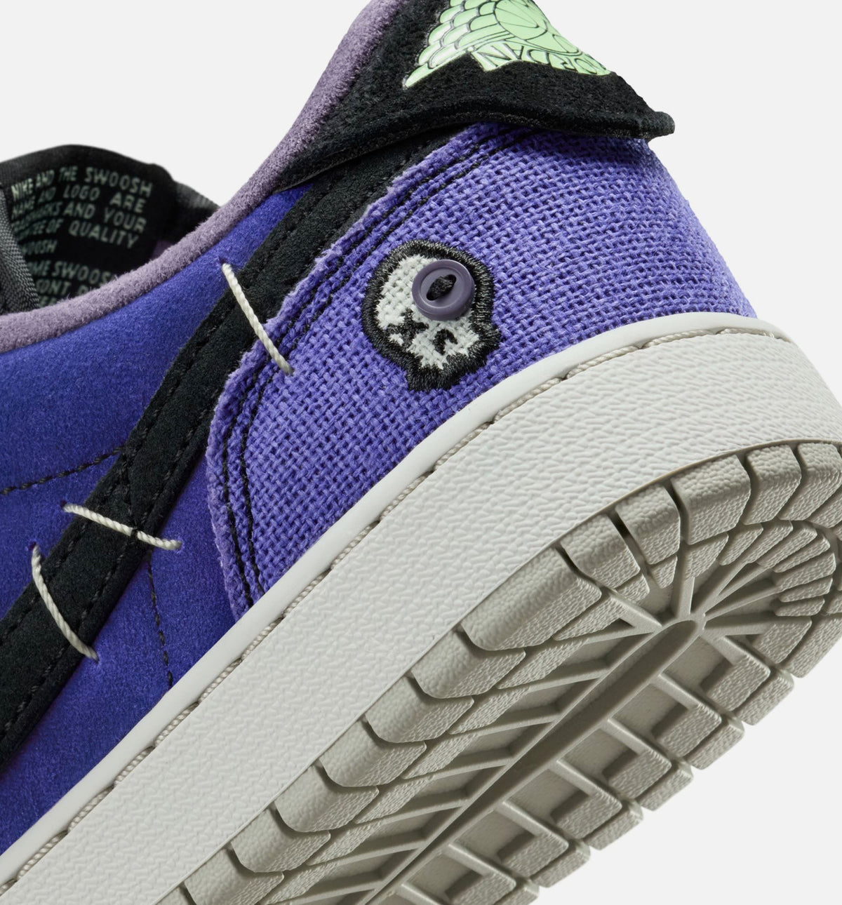 Air Jordan 1 Low OG Grade School Sneakers - Purple / Green / Black / Silver