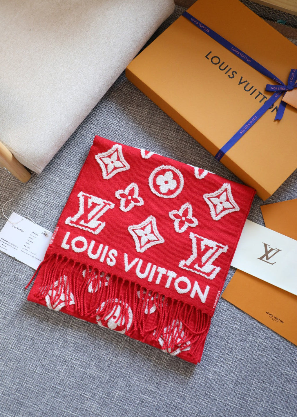 Louis Vuitton Style Monogram Knit Scarf