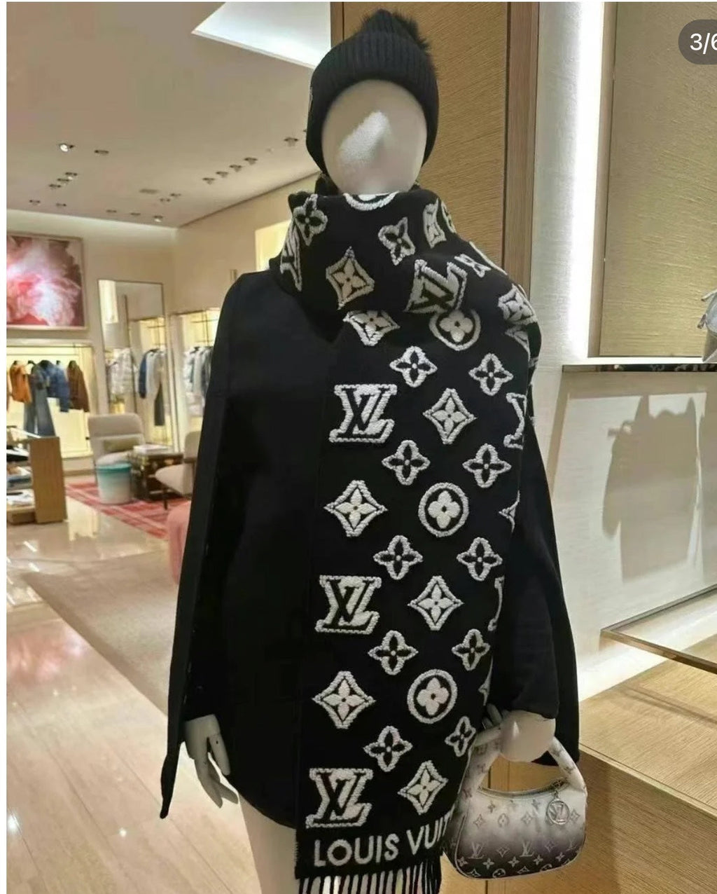 Louis Vuitton Style Monogram Knit Scarf