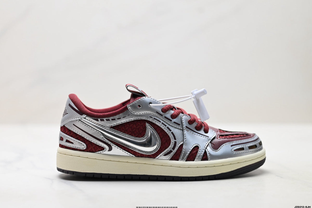 Nike Low-Top Sneakers Burgundy Silver Unisex Collaboration Edition Style 12