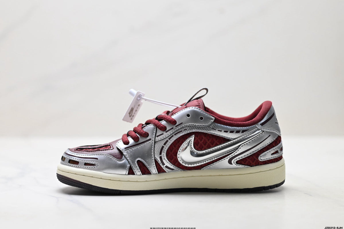 Nike Low-Top Sneakers Burgundy Silver Unisex Collaboration Edition Style 12