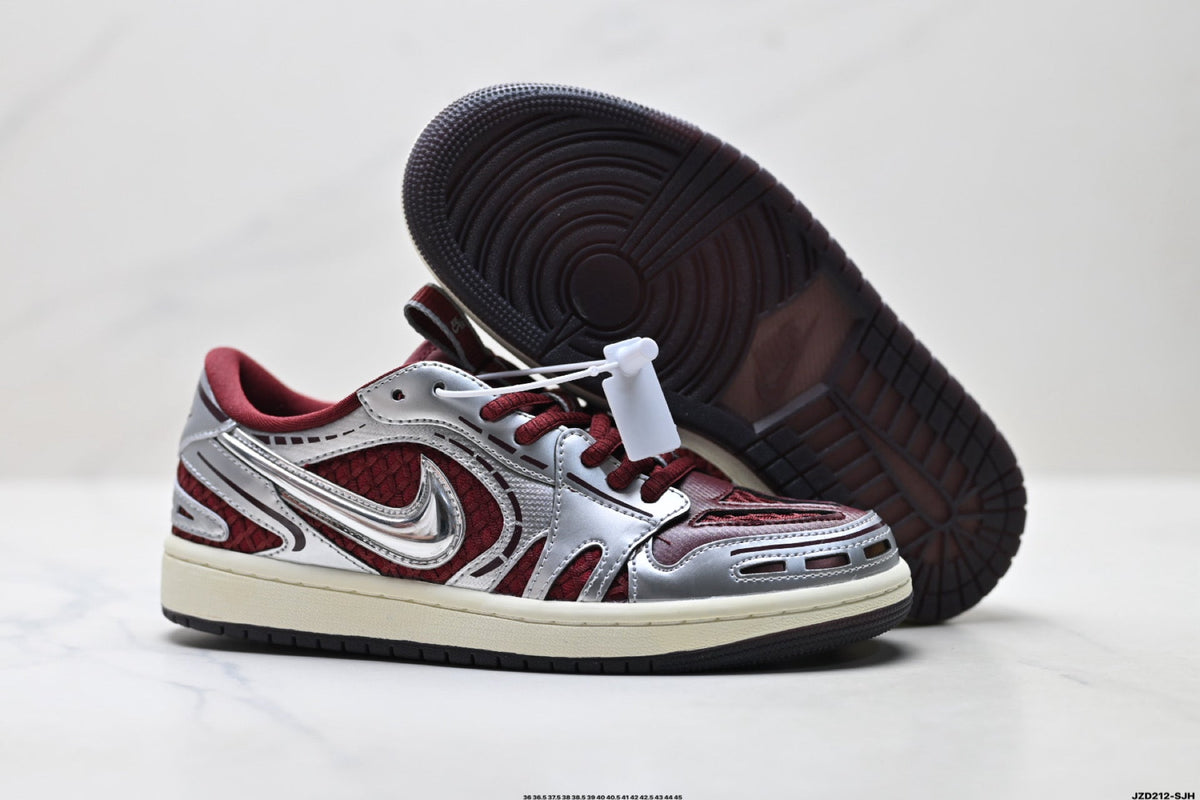 Nike Low-Top Sneakers Burgundy Silver Unisex Collaboration Edition Style 12