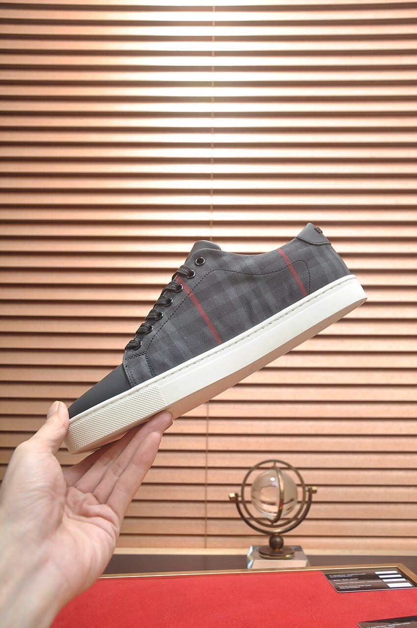Burberry Charcoal Plaid Low-Top Sneakers