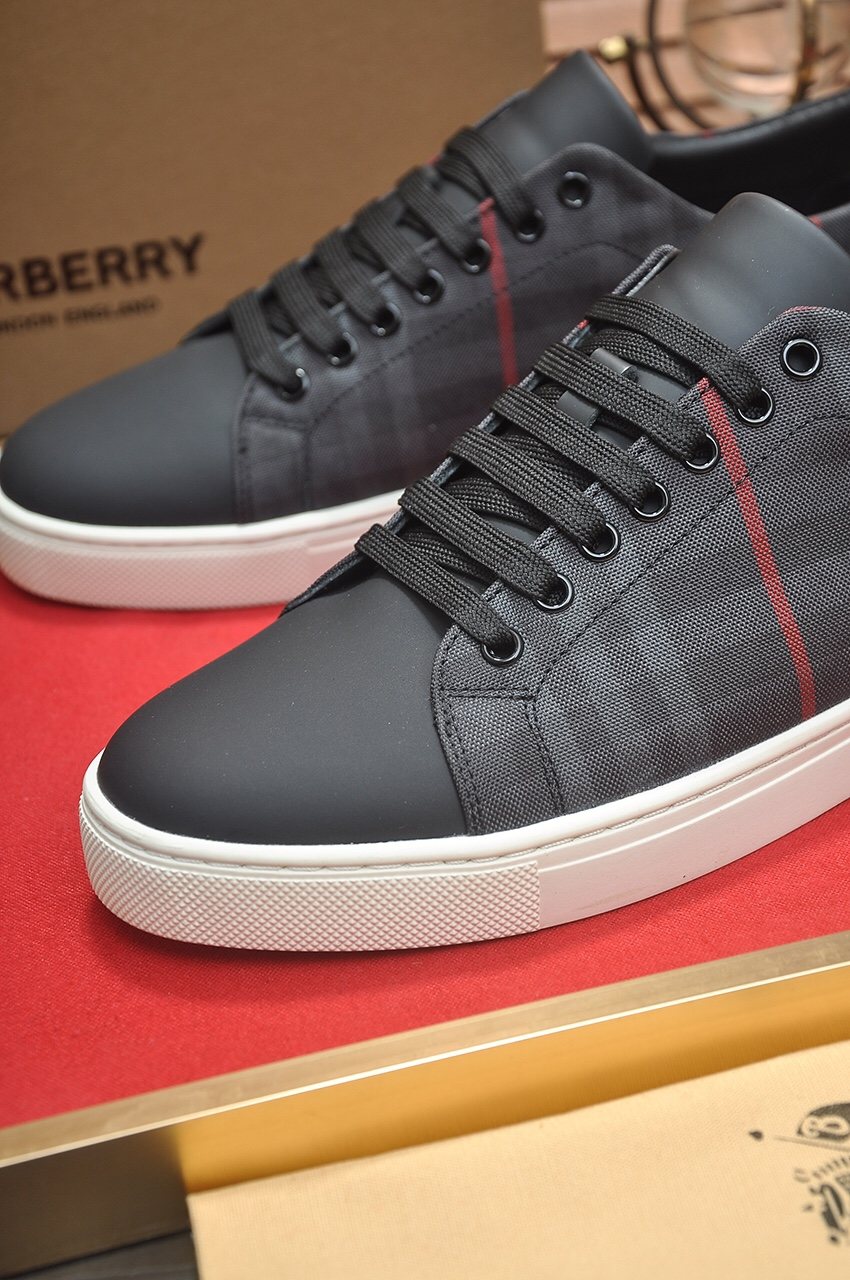 Burberry Charcoal Plaid Low-Top Sneakers