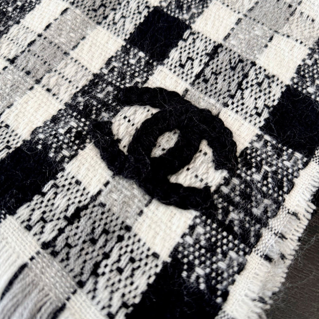 Chanel Checked Fringe Scarf