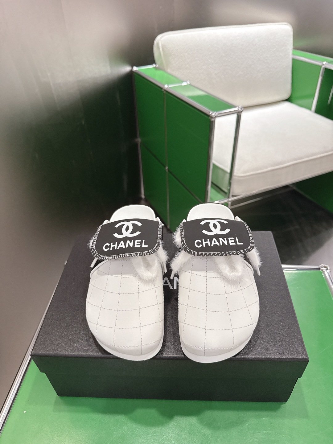 Chanel Quilted Closed-Toe Slip-On Shoes