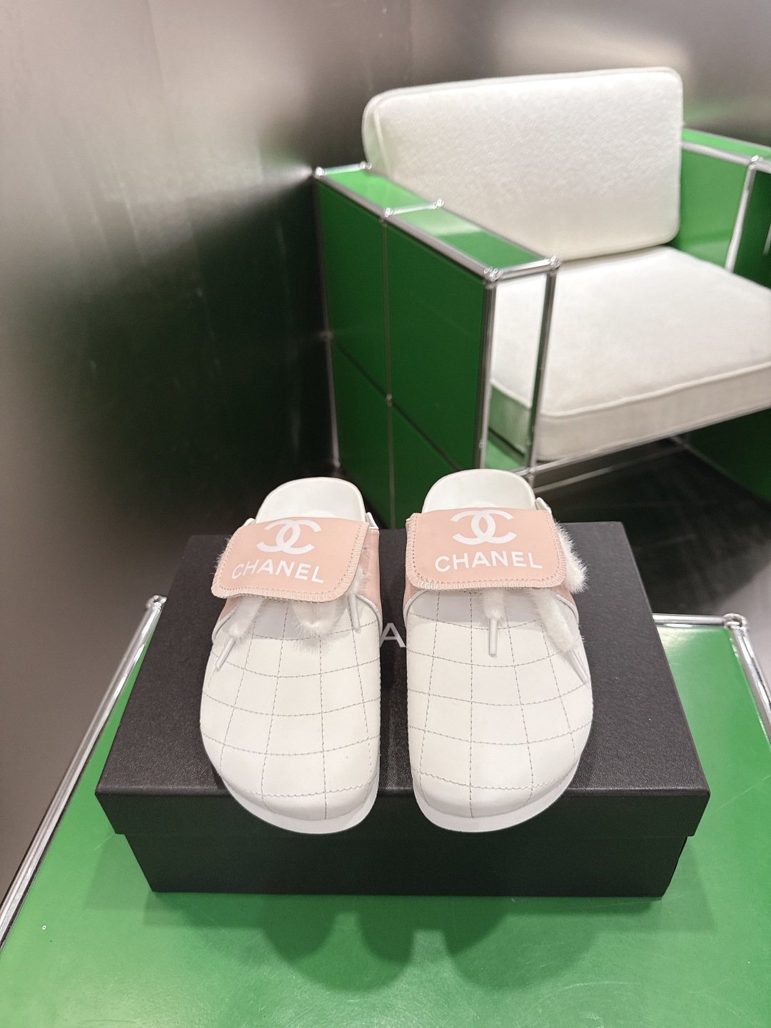 Chanel Quilted Closed-Toe Slip-On Shoes