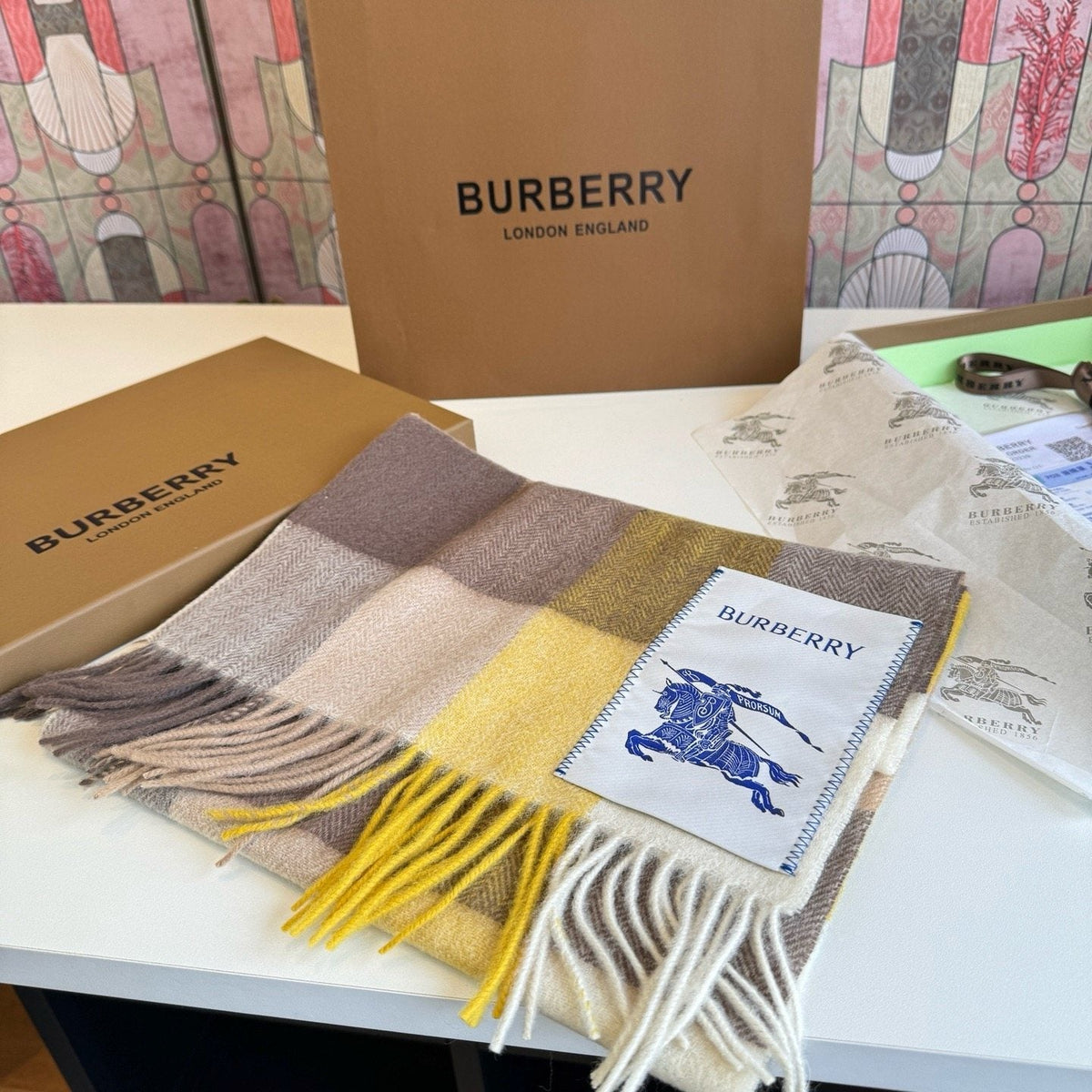 Burberry Plaid Fringe Scarf