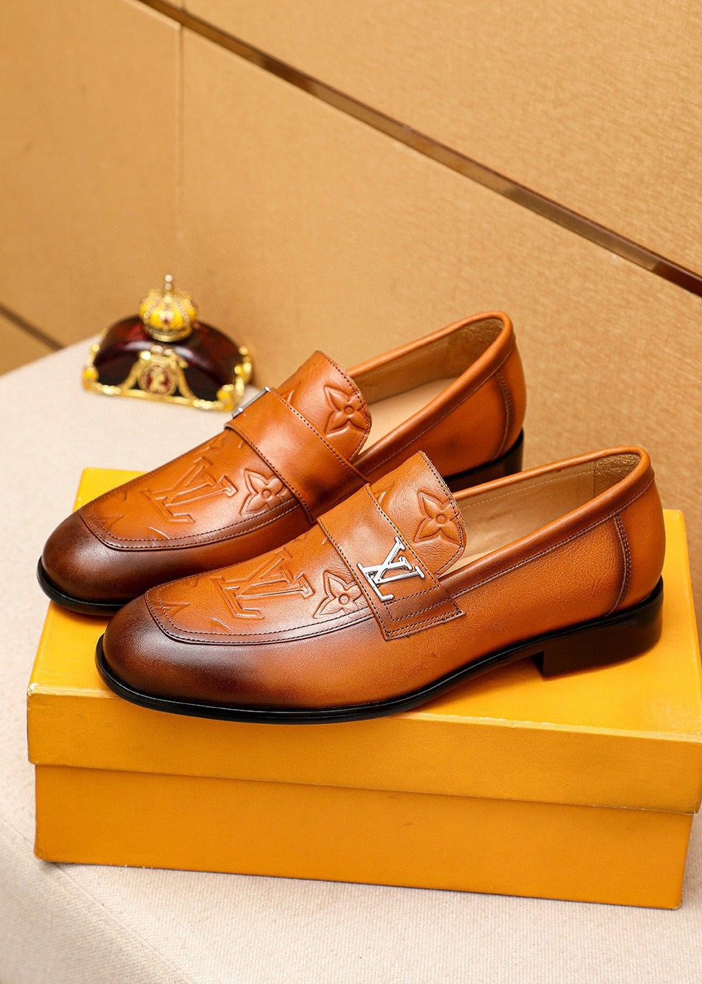 Louis Vuitton Men's Embossed Leather Loafers