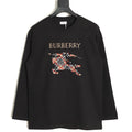 Burberry Check Equestrian Graphic Long-Sleeve Top - Black