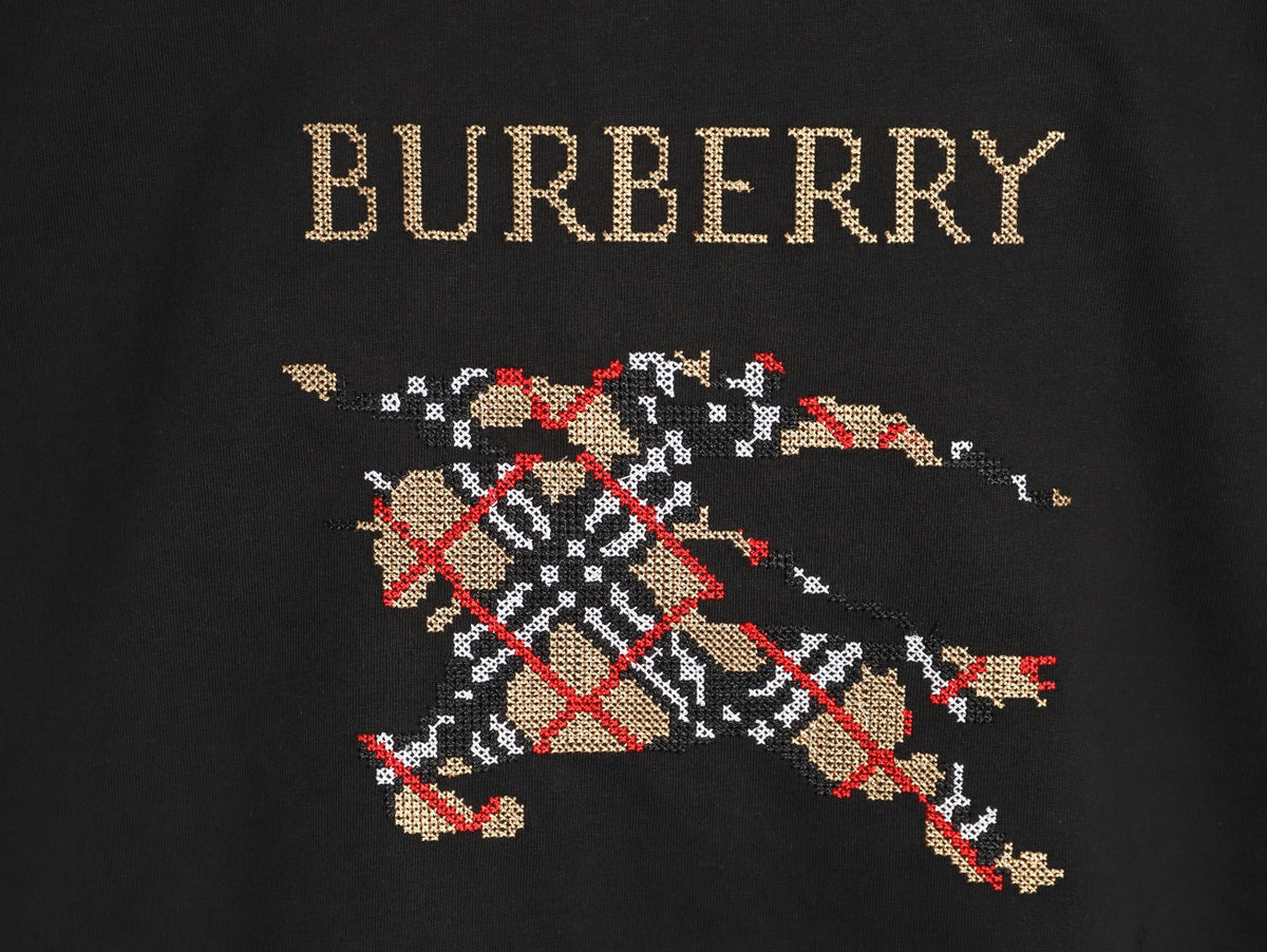 Burberry Check Equestrian Graphic Long-Sleeve Top - Black
